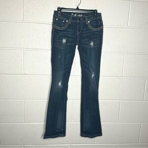 < Y2K L.A. Idol Distressed Low Rise Bootcut Jeans >